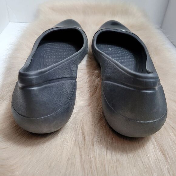Crocs Black Rubber Cap Toe Ballet Flats Women’s  Slip On Shoes Size 10 - Picture 3 of 7